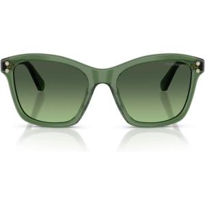 Swarovski womens Sk6063 Square Sunglasses(Transparent Green/Gradient Green)