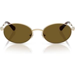 Swarovski womens Sk7033 Oval Sunglasses(Pale Gold/Light Brown)